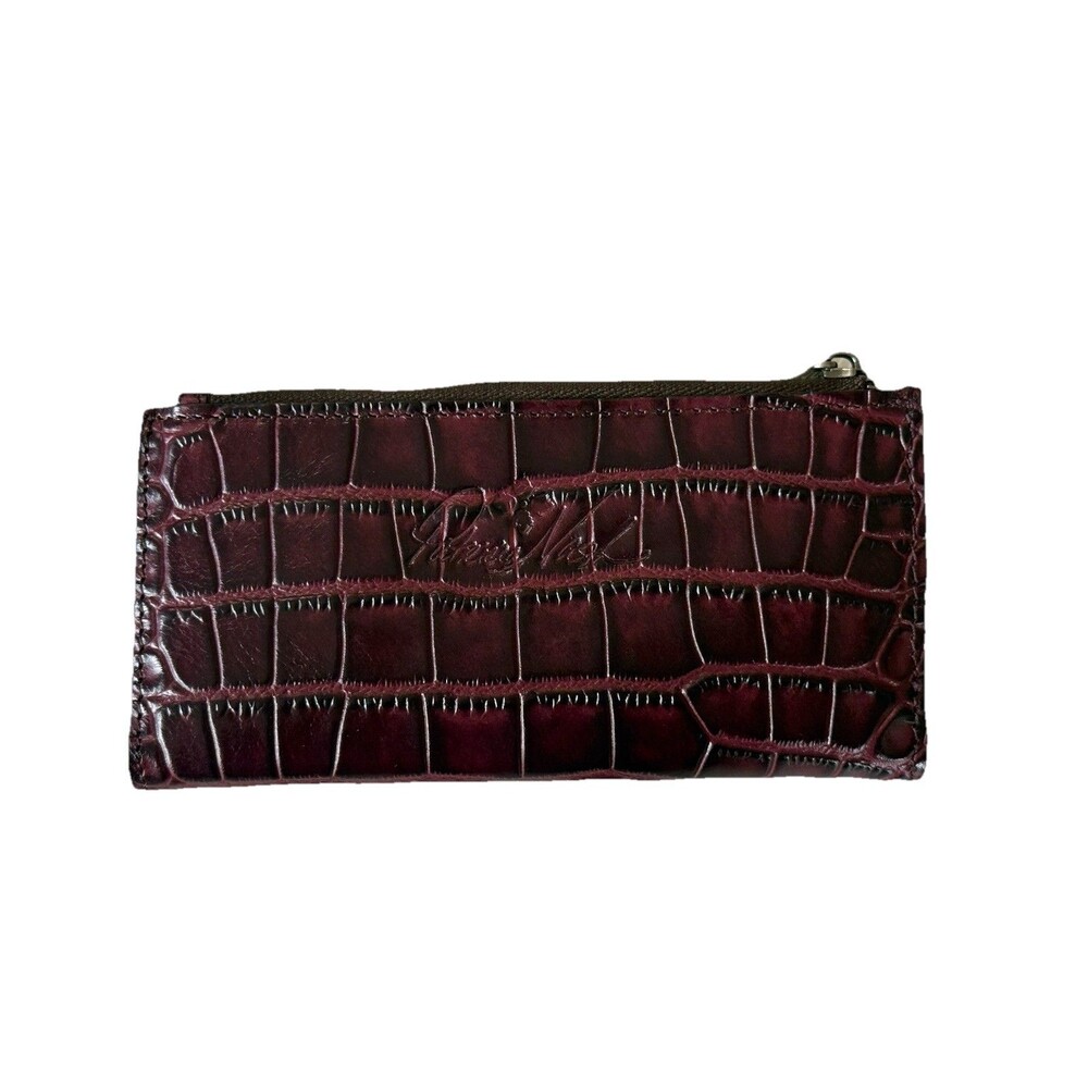 Patricia Nash NAZARI Croc Embossed Plum Deep Purple RFID BiFold Wallet